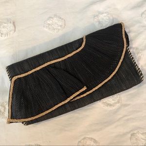 Mud Pie Straw Ruffle Clutch Purse